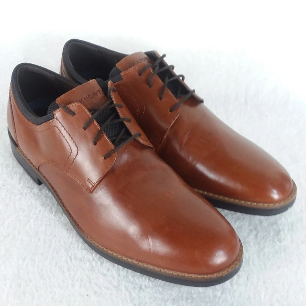 Rockport TruTech Mens Brown Leather Lace Up Oxford Dress Shoes Size‎ 11.5